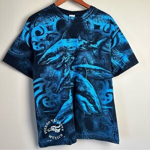 100% Cotton Black & Blue Shark Graphic Tee